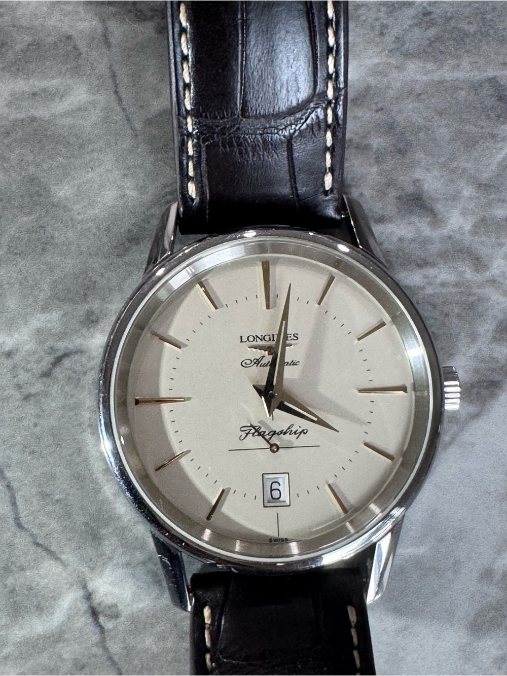 Longines Flagship Men's Watch - Cream Dial, Brown Leather Strap - Picture 5 of 16